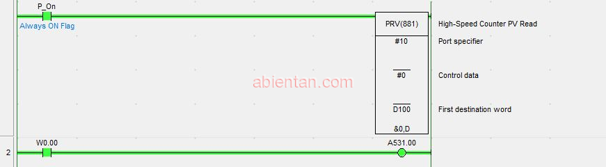 Chương trình mẫu đếm xung tốc độ cao high speed counter trên plc omron